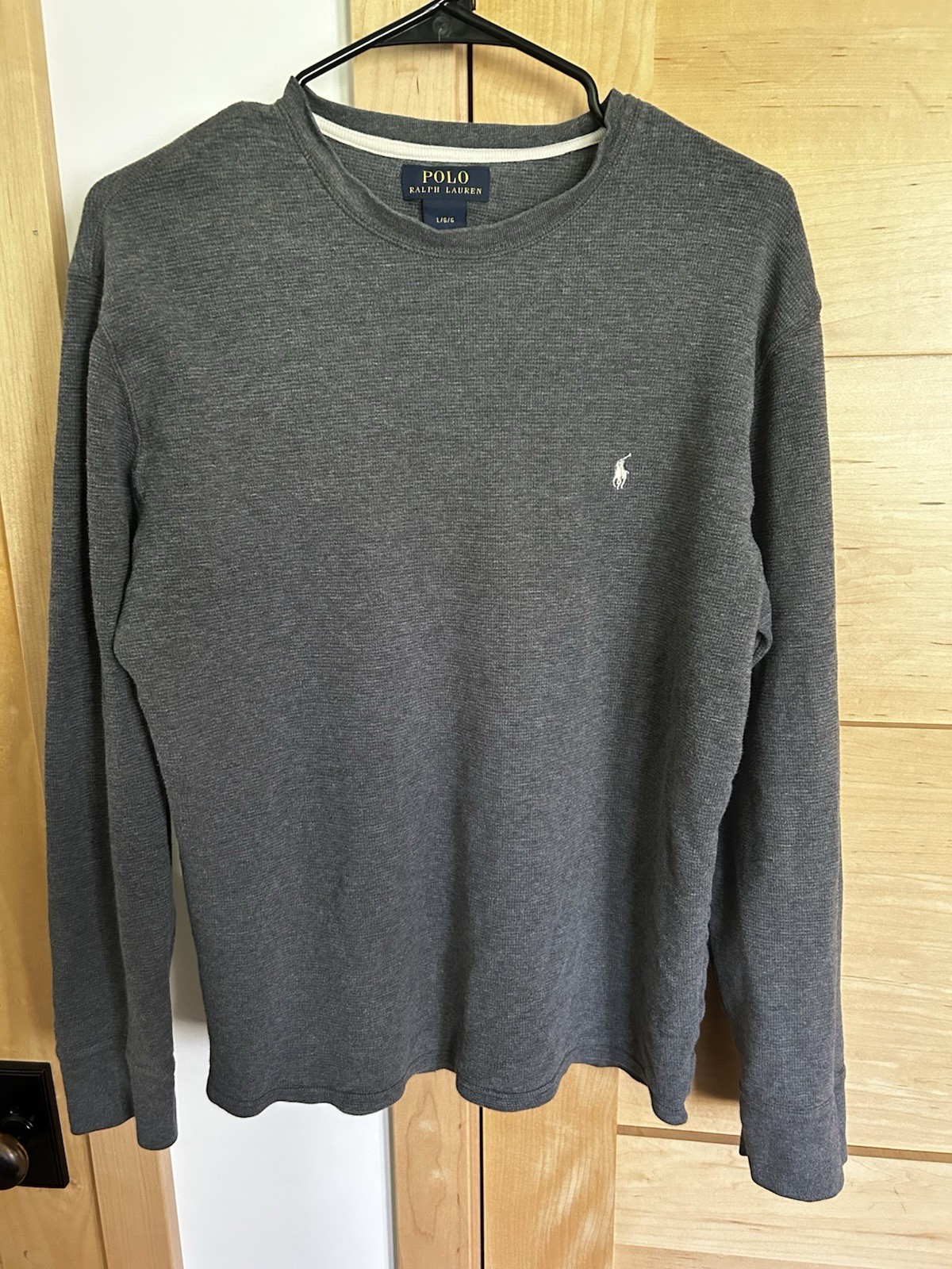 Polo Ralph Lauren camicia termica uomo grande grigia manica lunga bianca logo pony