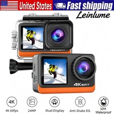 4K Action Camera Dual Screen Waterproof Sports Cam 170 Wide Angle Helmet Cam