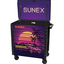 Premium Full Drawer Service Cart with Retro Graphics SUU-8057XTBKRETRO