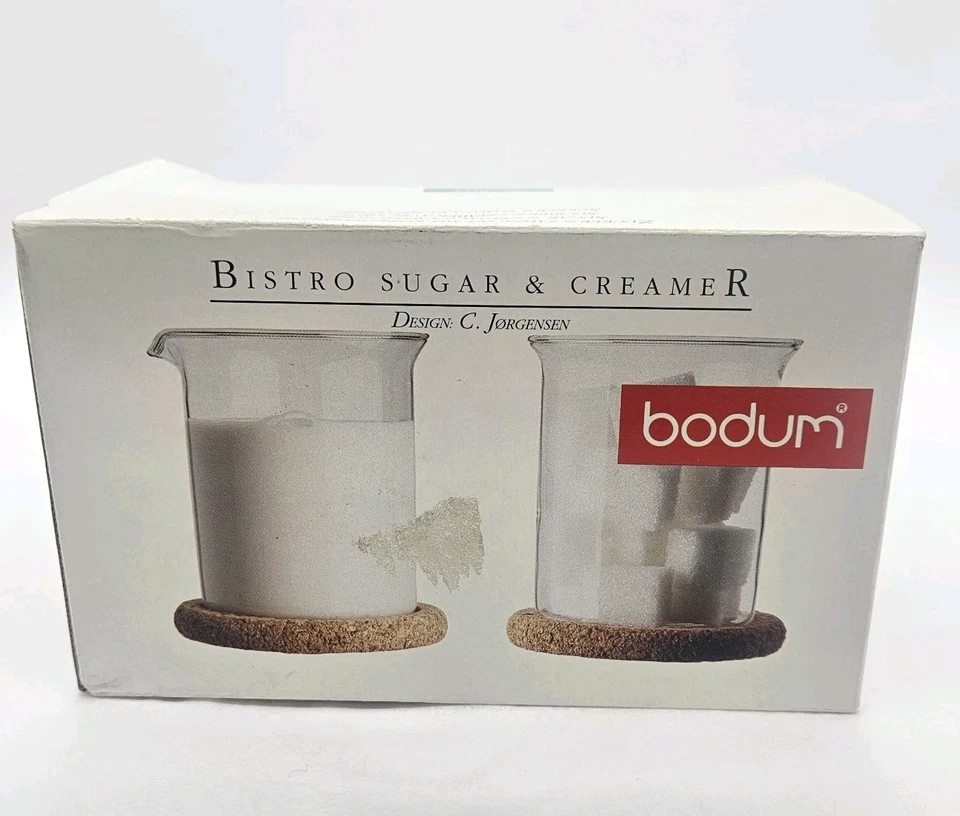 Juego de bistró de azúcar y crema Bodum vaso de vidrio templado transparente tapa abierta Foto 3 de 4