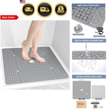 Shower Mat Non Slip Anti Slip TPE Drainage Large Shower Floor Mat Grey