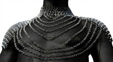 Medieval Aluminum Chainmail Top Women Fantasy Armor LARP Cosplay Costume Silver