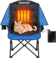 Heated Camping Chair with 12V Battery Pack Adjustable Backrest Seat Heating