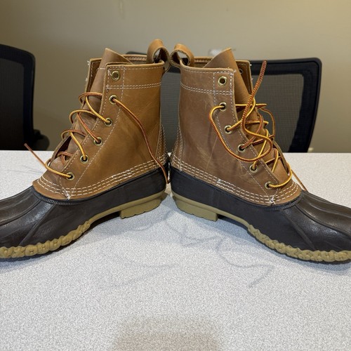 LL Bean Brown Leather Unlined Waterproof Duck Bean Boots Women’s Size 7M USA EUC - Picture 5 of 8