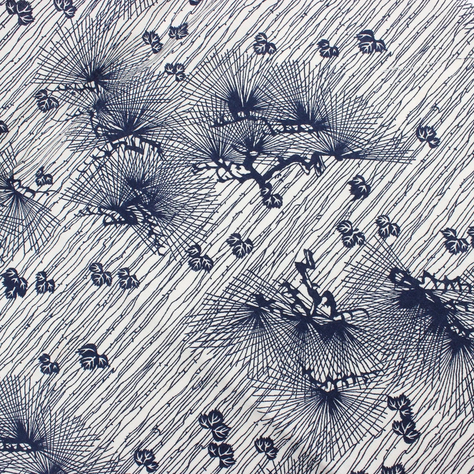 红色公鸡面料Katagami海军蓝奶油色绗缝棉2码x45 — 第 3/4 张图片