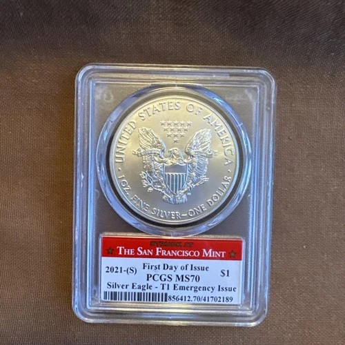 2021-(S) American Silver Eagle T1 Emergency Issue PCGS MS70 Ashley Reagan FDI