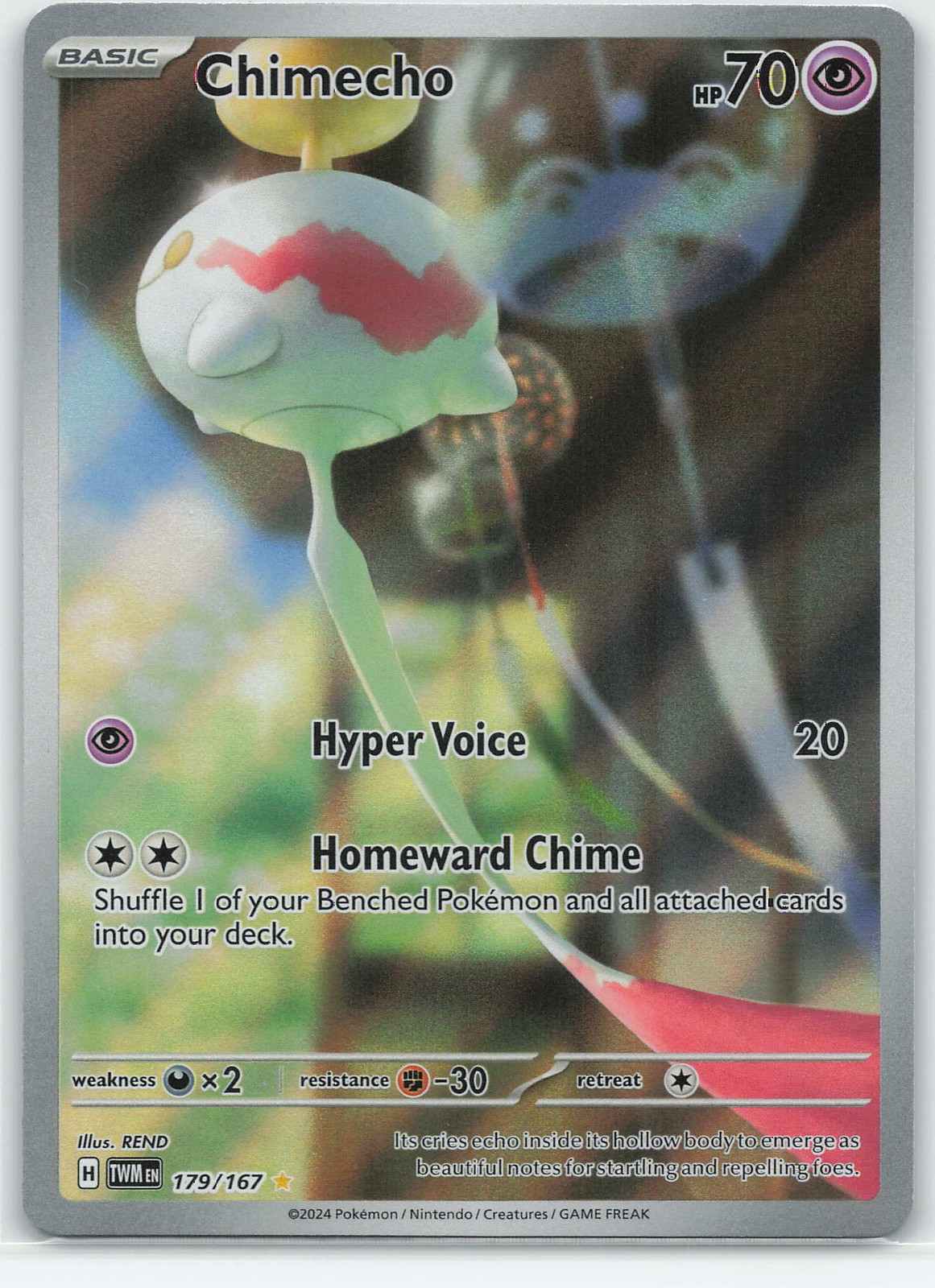 Chimecho - 179/167 Illustration Rare Holo SV06: Twilight Masquerade NM Pokémon