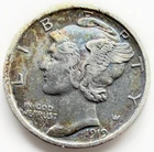 1919 Mercury Dime XF - Nice Coin Rainbow Toning - US 90% Silver 10c