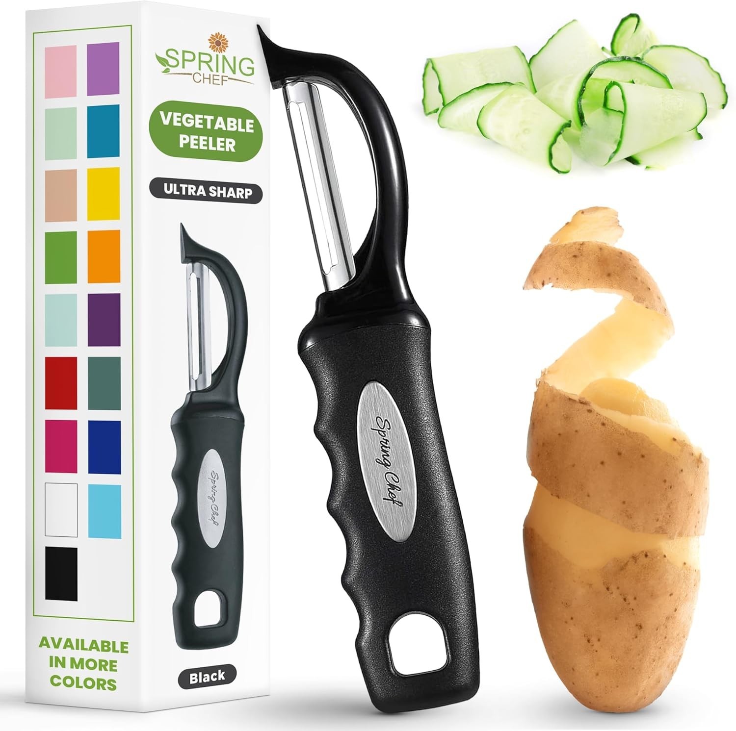 Spring Chef Premium Swivel Vegetable Peeler, Soft Grip Handle And Ultra Sharp