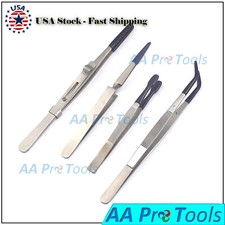 Tweezers Rubber Coated Tips PVC Non Marring 4 Pcs Beads Jewelry Hobby Craft Work