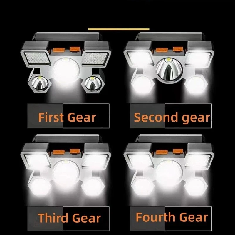 5 Headed LED Light USB Charging Outdoor-Indoor Portable Head Mounted Flashlight - Image 4 of 4