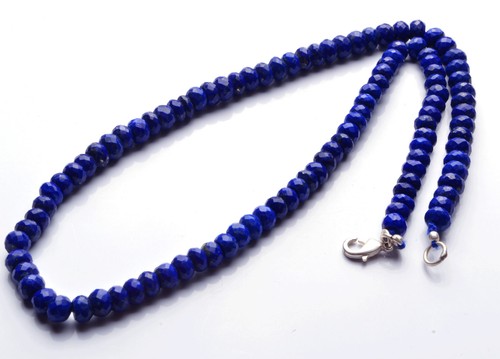 NATURAL INTENSE BLUE FACETED LAPIS LAZULI Rondelle BEADS NECKLACE 5.5 TO 6MM 17" - Picture 2 of 4