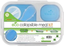 Smart Planet Large 3 Compartment Eco Silicone Collapsible Meal Kit Blue - EC34