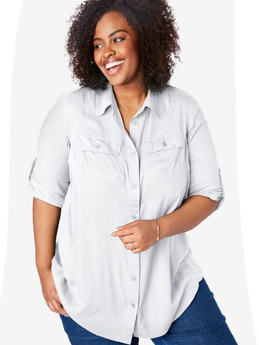 WOMAN WITHIN LADIES UTILITY BUTTON DOWN SHIRT PLUS SIZES NEW (ref 175) SALE  | eBay