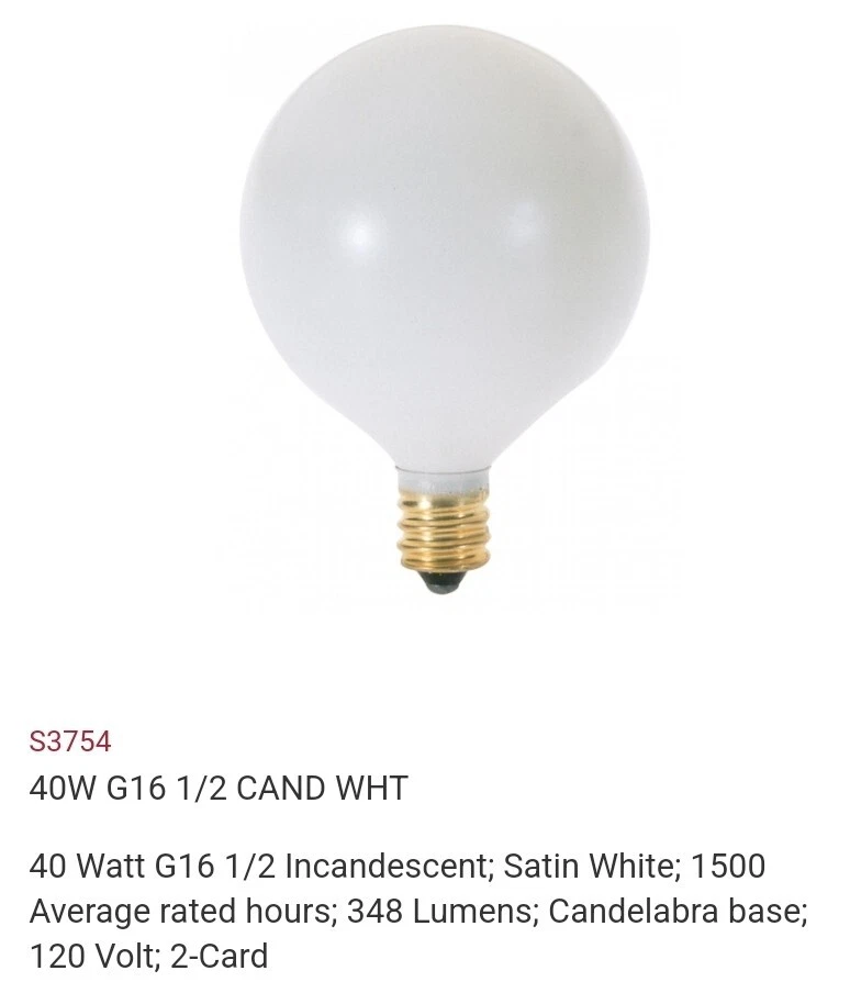 (2) 2-pack Bulbs of SATCO S3754 40w 120v Dimmable Decorative Globe Light Bulbs - Image 4 of 4