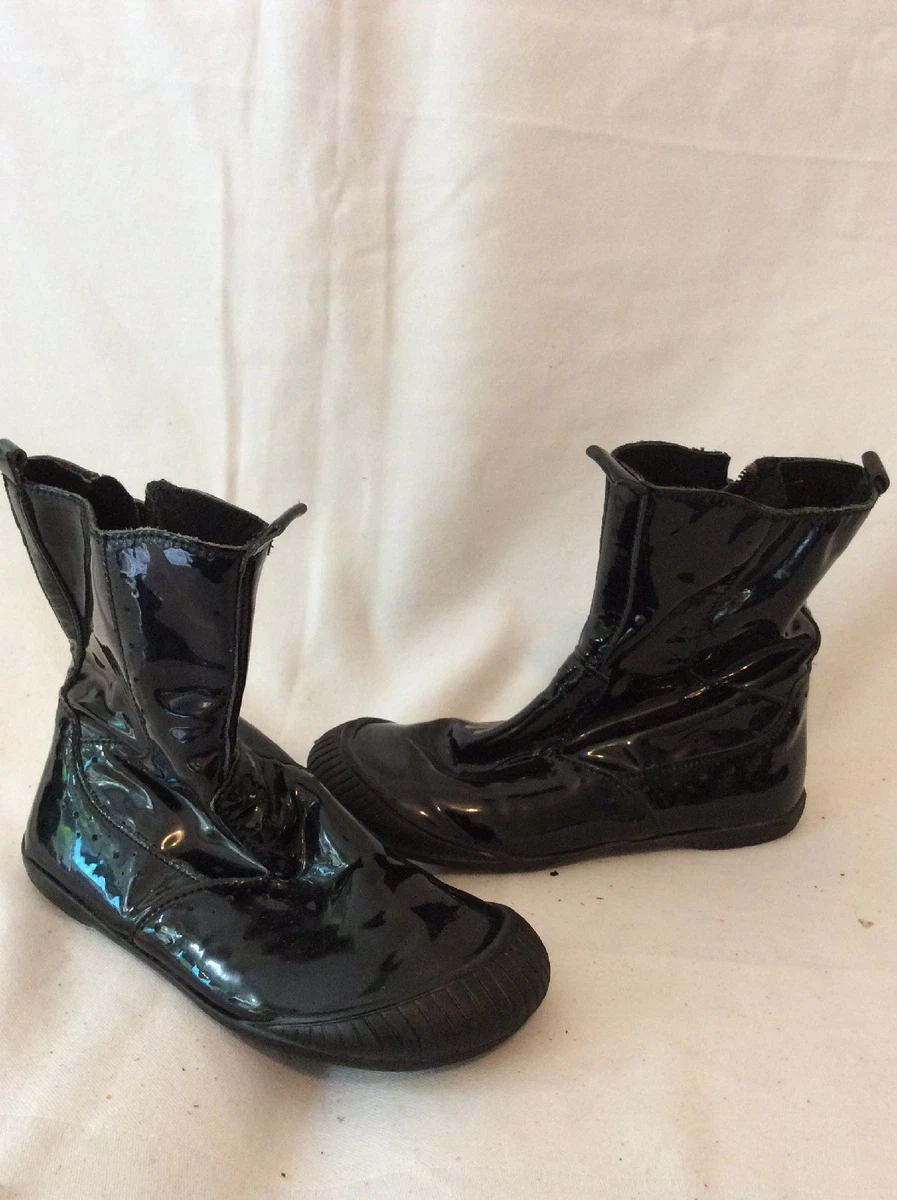 Girls Vertbaudet Black Leather Boots Size 27 eBay