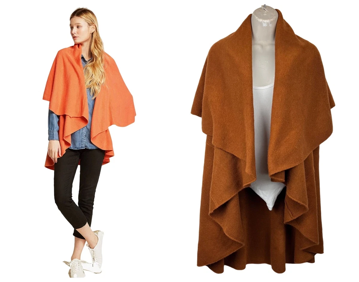 Look By M Women's Basic Shawl Vest brown One size