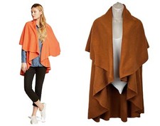 Look By M Women's Basic Shawl Vest Brown One Size