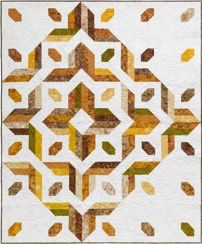 Island Batik - Autumn Sunset - Large Wheat Leaves - Glaze, Fabric by the Yard - Picture 4 of 4
