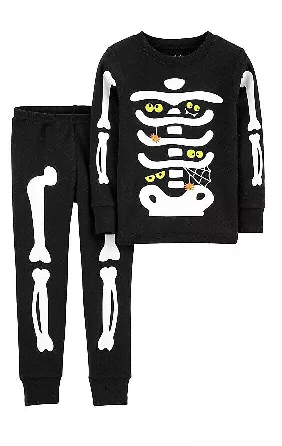 Boys Matching Family Halloween Glow In The Dark Long Sleeve Skeleton  Graphic Tee