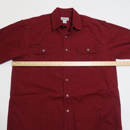 Carhartt Button Up Hemd Herren L Rot 100% Baumwolle Kurzarm Pattentaschen Arbeit - Bild 11 von 12