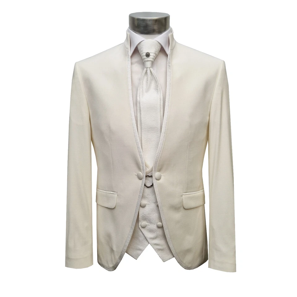 Hochzeitsanzug Herren 4-teilig Gehrockanzug Gr.56 Creme - Bild 2 von 4