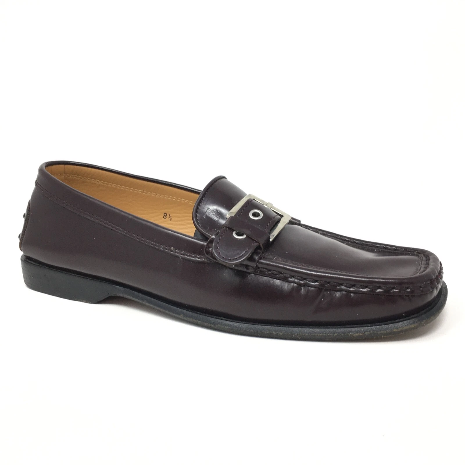 TOD’S Mocassini Tod's scarpe basse donna misura 8 5 bordeaux pelle sangue di bue fibbia Italia