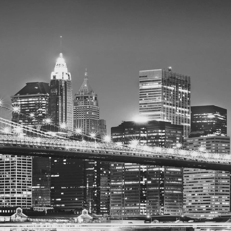 Komar Large WALL MURAL Brooklyn Bridge NYC Schwarz & Weiß Tapete 368x127 cm - Bild 3 von 4