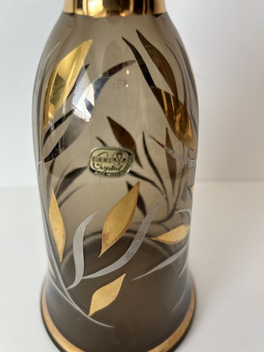 Vintage Bohemia Czech Crystal Gold/Silver Leaf Decanter - Picture 2 of 8