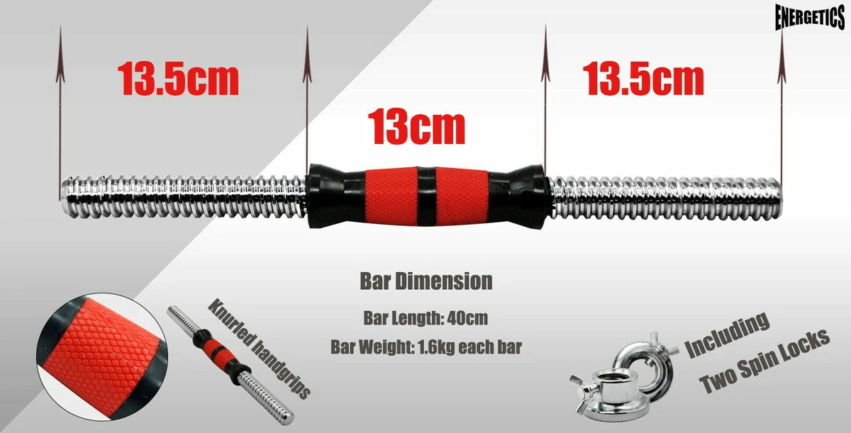 40cm PVC Handle Dumbell Bar - 1 Pair Stainless Dumbell Weight - 25mm Diameter