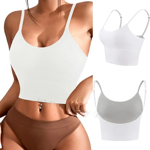 Women Strappy Sport Yoga Low U-Back Bralette Padded Bra Crop Top Cami Vest Tank - Bild 25 von 43