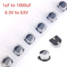 SMD/SMT 6.3V to 63V Aluminum Electrolytic Capacitors Full Range 1uF to 1000uF