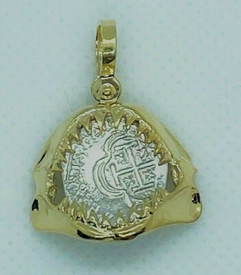 Atocha Münzanhänger Kiefer 14K Gelbgold über Sterling Silber Schatzmünze 