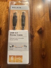 Belkin USB 2.0 Printer A/B Cable Gray 6ft Brand New Factory Sealed