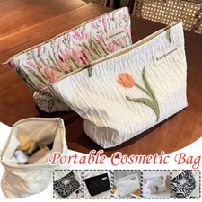 Women Floral Embossing Cosmetic Storage Bag Portable Travel Toiletry Bag Sleeve