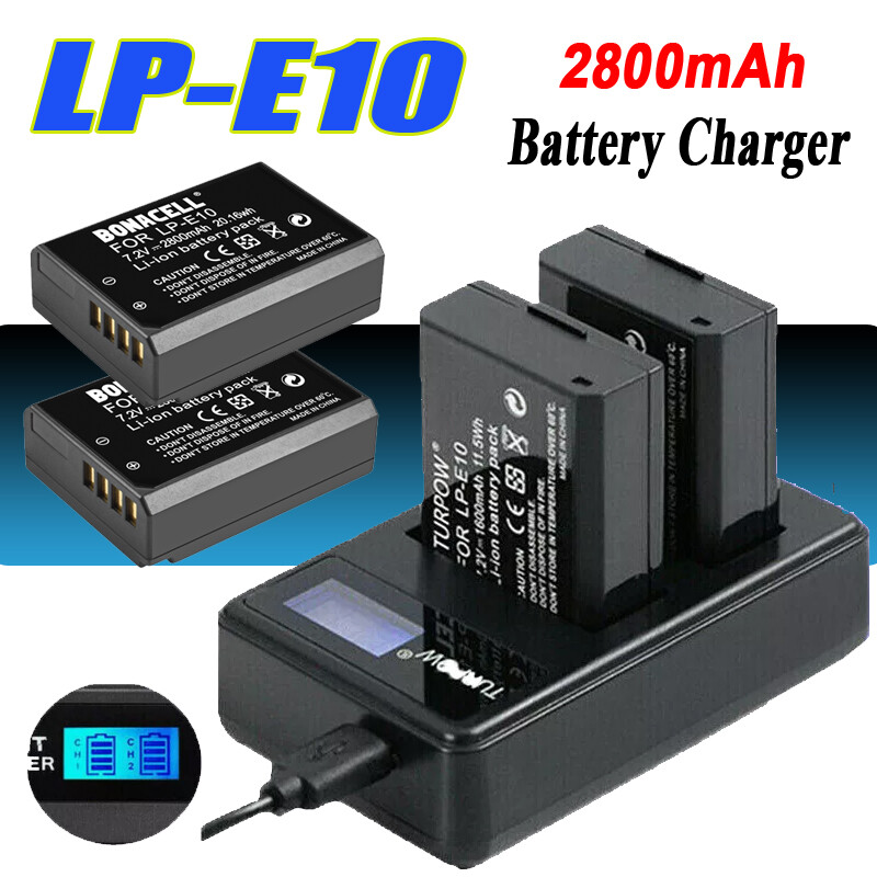 Lot De 2 Batteries LP-E10 DSTE - Compatible Canon EOS 1100D 1200D 1300D Rebel T3 T5