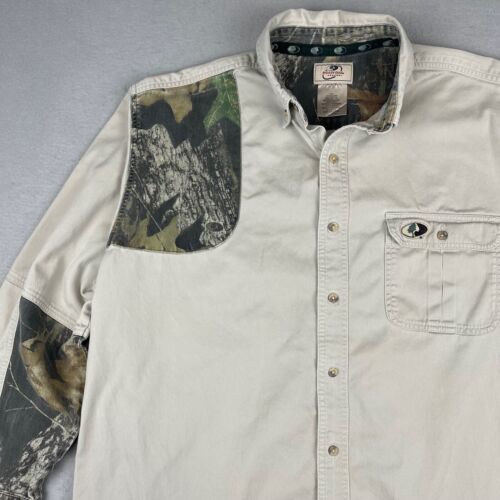 Vintage Mossy Oak Camo Shirt Mens XL Tan Button Up Baggy Shooting Y2K - Picture 2 of 15