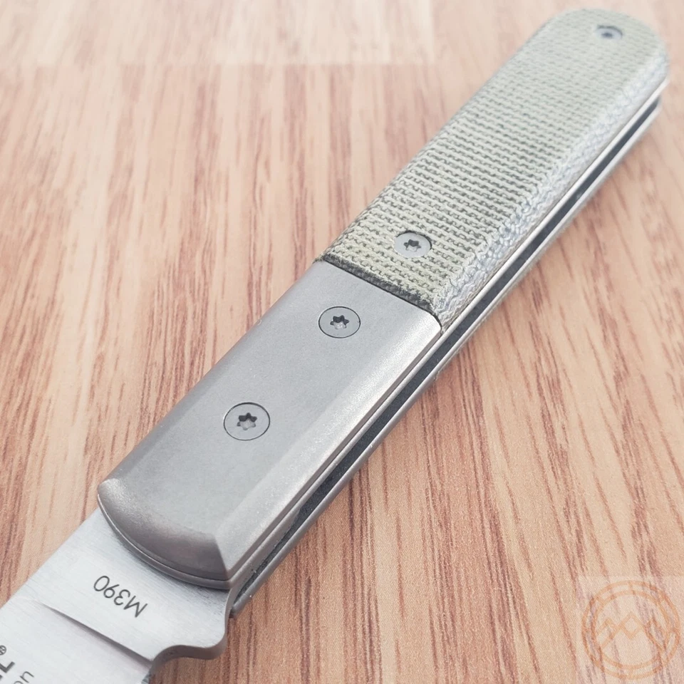 Cuchillo Plegable LionSTEEL Barlow 3" M390 Acero Cabeza Redonda Hoja Mango Micarta Foto 4 de 4