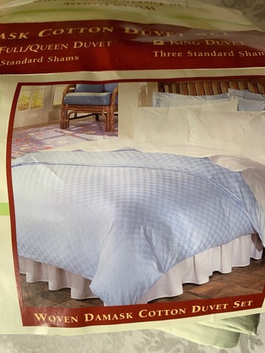 HARVARD SQUARE King DAMASK 100% COTTON GEOMETRIC SQUARES DUVET 3 SHAMS Lt Green