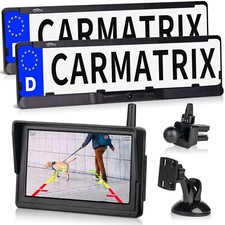 CARMATRIX Solar Duo HD Rückfahrkamera Nummernschild Einparkhilfe Kabellos Funk