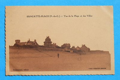 Old postcard Vue de la Plage et des Villas, Sangatte Plage, Pas De Calais France