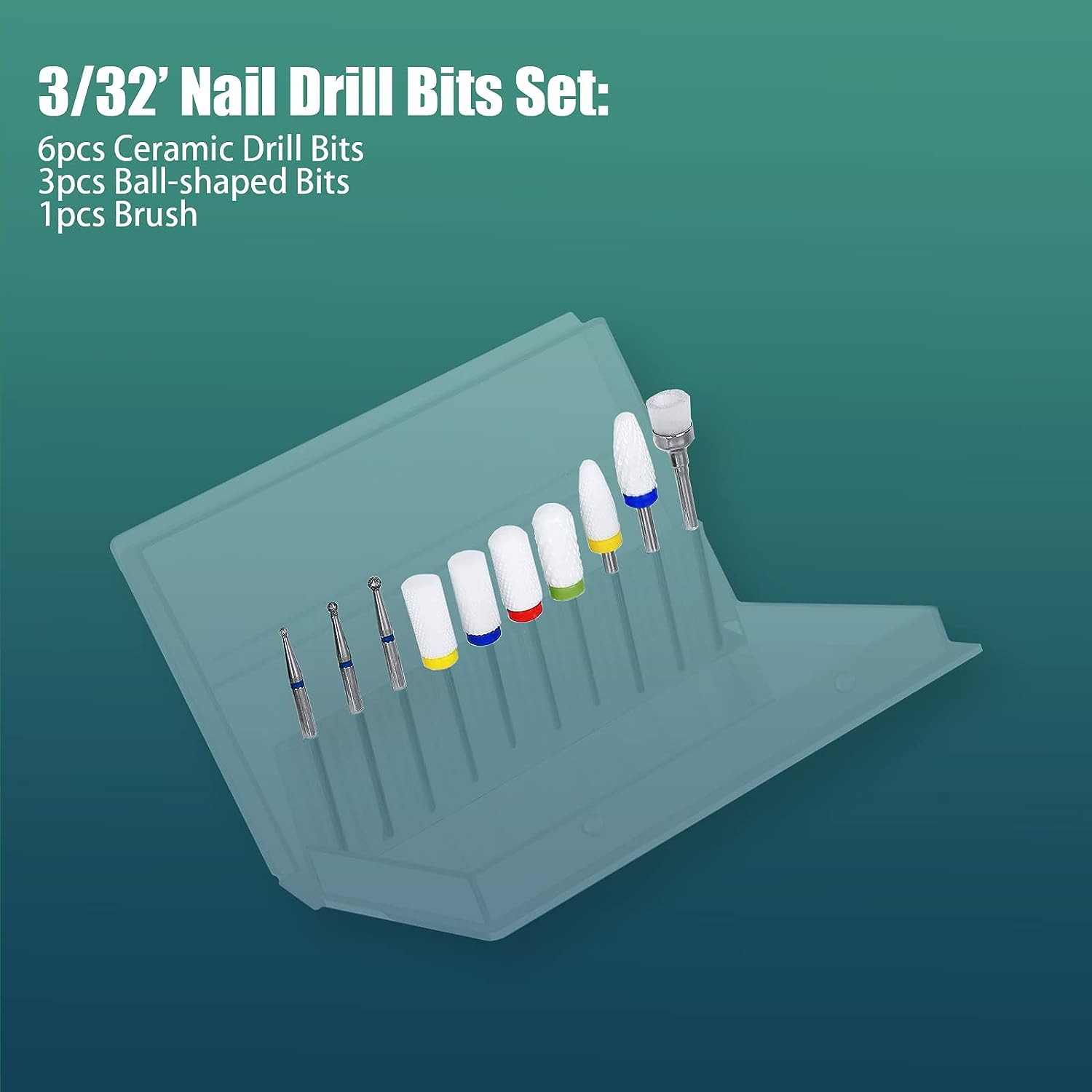 10Pcs Professional Ceramic Nail Drill Bits Set, 3/32'' Drill Bits for