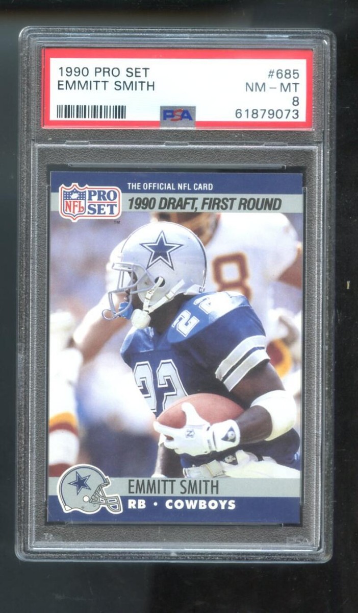 1990 Pro Set #685 Emmitt Smith ROOKIE RC PSA 8 Graded