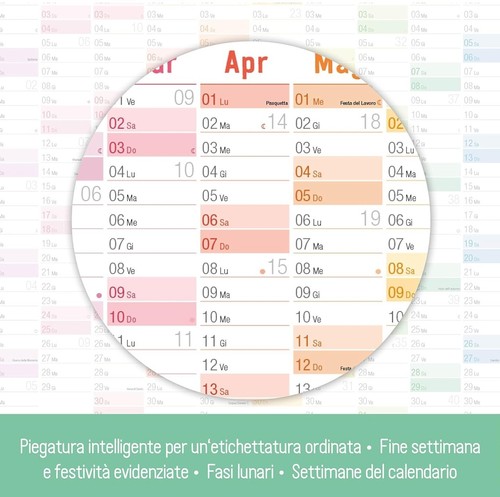 Calendario da parete XXL 2024 A1+ in italiano, 89x63cm,Arcobaleno, Novembre 2023 - Foto 4 di 15