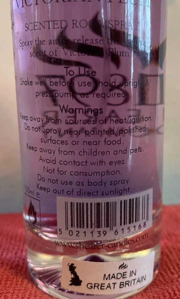Spray ambientador habitación ciruela victoriano Shearer Candle Co. -Gran Bretaña - ¡RARO! Foto 4 de 4