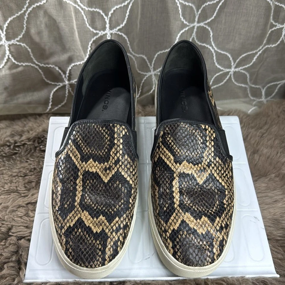 (S7) Vince Snake Skin Embossed Leather Blair-5Slip On Sneakers Women's Size 8.5 Foto 3 de 4
