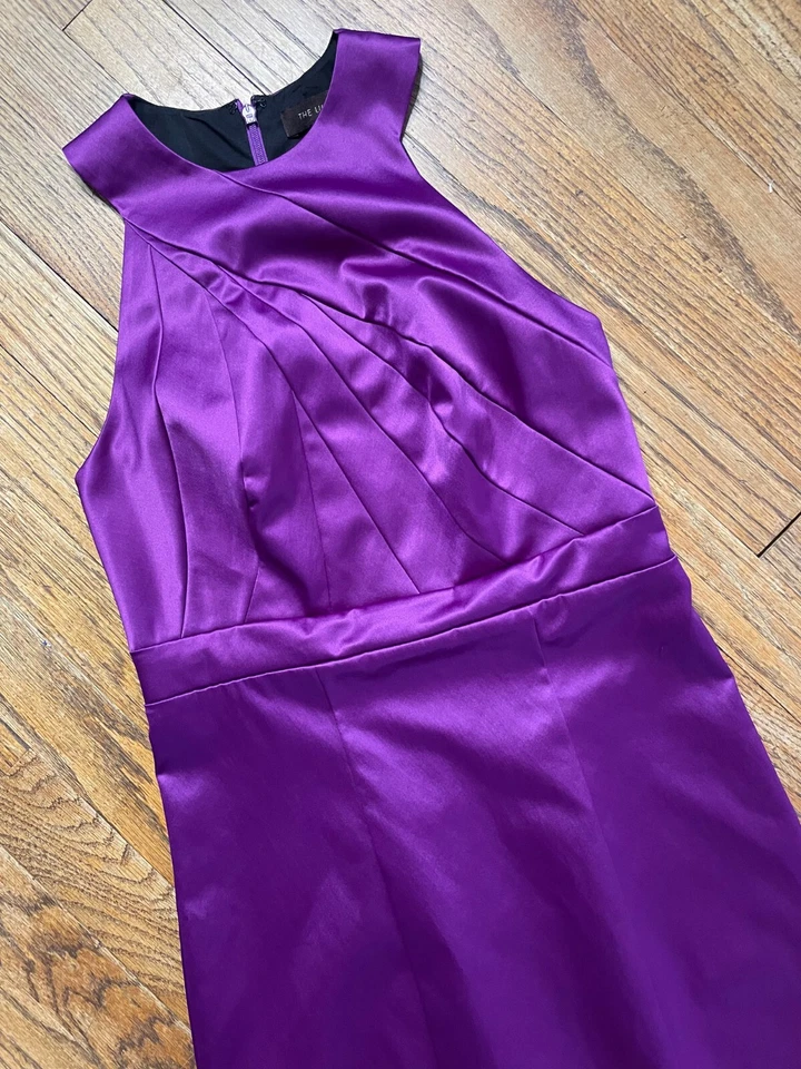 Mini Vestido Lápiz The Limited Sin Mangas Halter Púrpura Satén Movible Bodycon 0 Foto 3 de 4