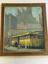 Lee Lash Oil Painting Rare American Regionalism Diner Wpa Urban City Antique NY