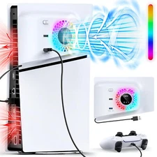 RGB Cooling Fan for PS5 Slim Digital/Disc Edition, with Plate Cover