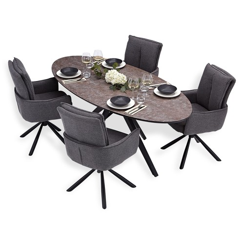 Esstisch 200 cm Esszimmertisch Oval Tisch Esszimmerstühle 4er Set Homestyle4u - Bild 26 von 36